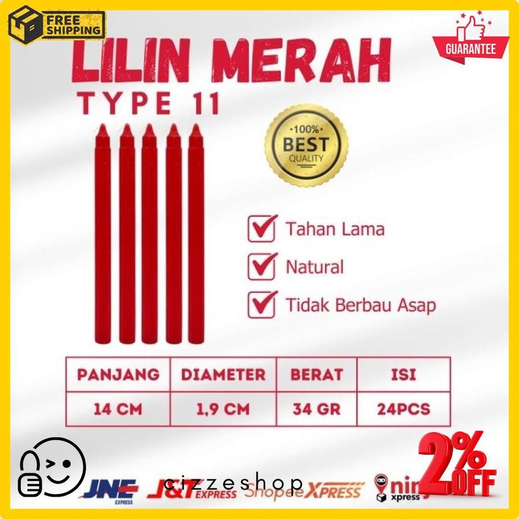 Cod Lilin Merah Isi 10 Pcs Lilin Murah Lilin Ibadah Lilin Natal Panjang 14 Cm Dm 1,9