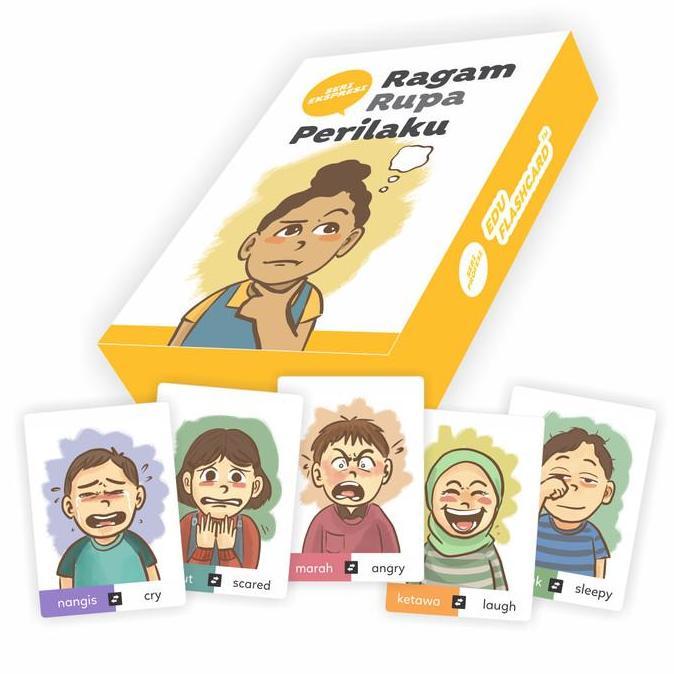 New- EDUFLASH CARD Seri Ekspresi kartu mainan anak uno kartun emosi emotion