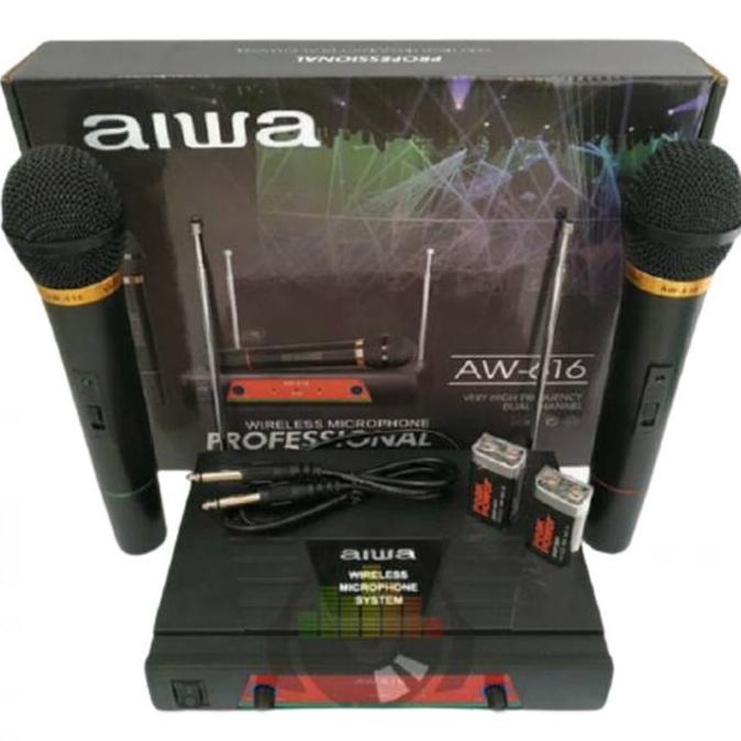 New- Aiwa AW-616 Microphone Wireless Mic Karaoke Tanpa Kabel