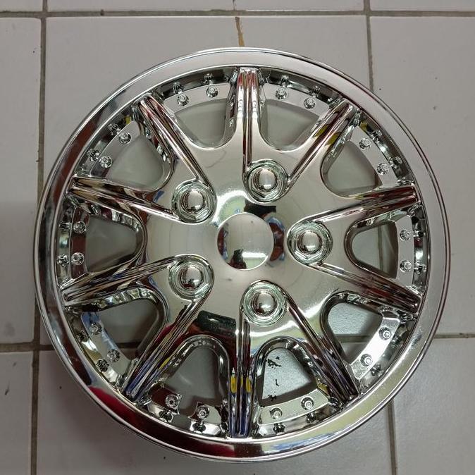 Cover Velg Dop Roda Mobil Hilux Hiace Luxio Ring 15 Inch Chrome Set 4 Pcs Dengan Breket Siap Pasang 