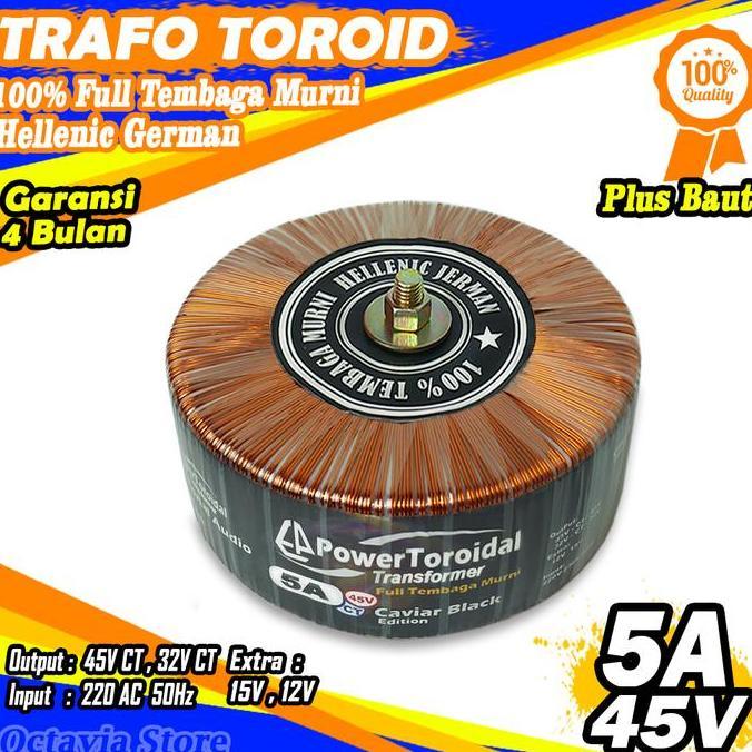 Trafo Toroid Powertoroidal 5A (Murni) 45V Ct 32V Ct (Trafo Besar) Full Tembaga Murni Hellenic German