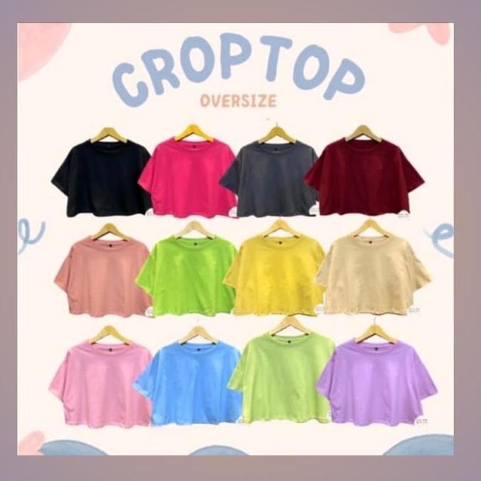 Kaos Polos Crop Top Oversized Bahan Catton Combed30s