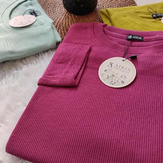 AIRIN STOREE-Kaos Rib/ Kaos Rib Tebal/ Kaos Lengan Panjang Wanita