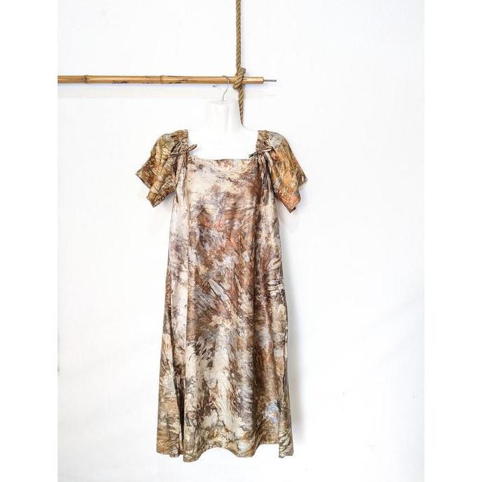 Daster Balon Serut Tali Lengan Viral Dress Remaja Kekinian Daily Wear Tie Dye Shibori aurra