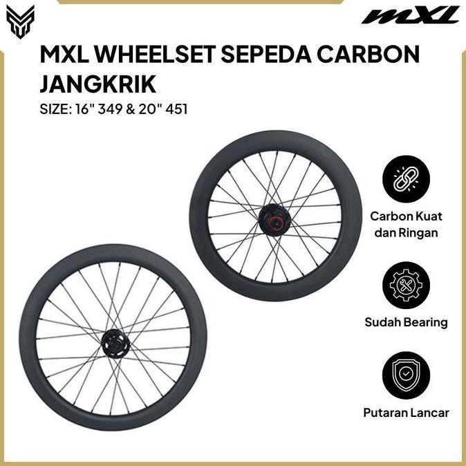 NEW MXL WHEELSET SEPEDA 16" 349 & 20" 451 CARBON VELG RODA SET BIKE ORI