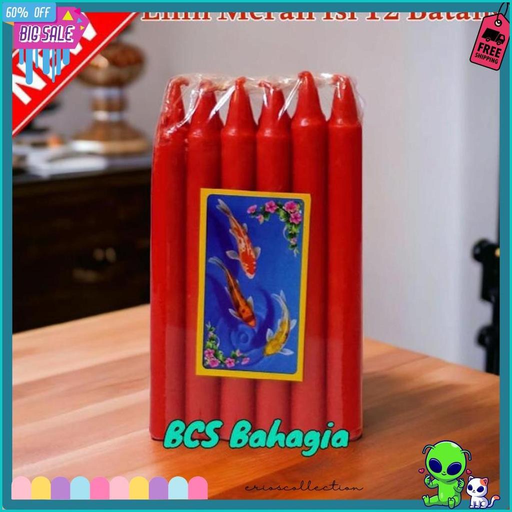 Lagi Diskon Nih Lilin Merah Sembahyang Isi 12 Batang Ukuran Besar / Lilin Sembahyang / Lilin Merah /