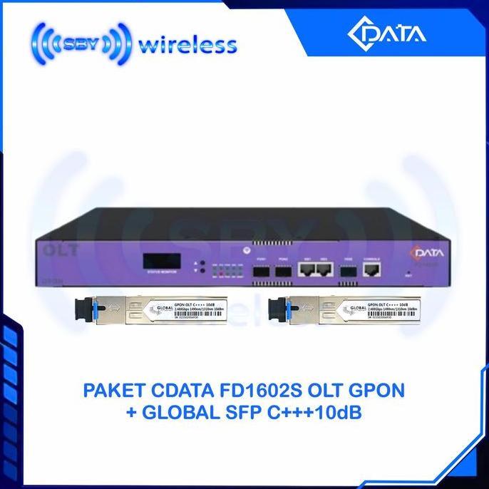 PAKET CDATA FD1602S OLT GPON + GLOBAL SFP C+++10dB