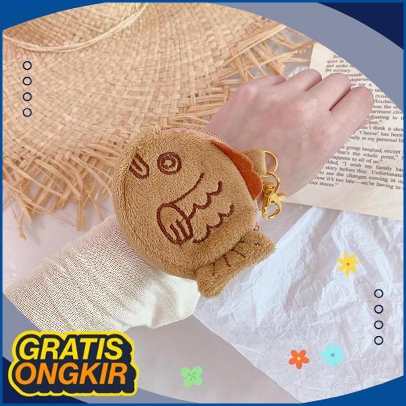 Hanya Hari Ini Dota Dompet Koin Headset Taiyaki Kue Ikan Import Jepang Bulu Plush Purse Dr-02