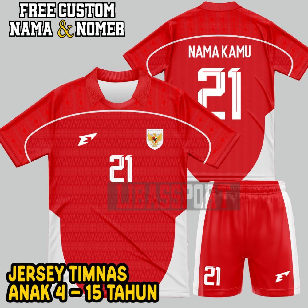 JERSEY TIMNAS ANAK FREE SABLON NAMA NOMER PUNGGUNG,STELAN JERSEY TIMNAS INDONESIA UKURAN ANAK