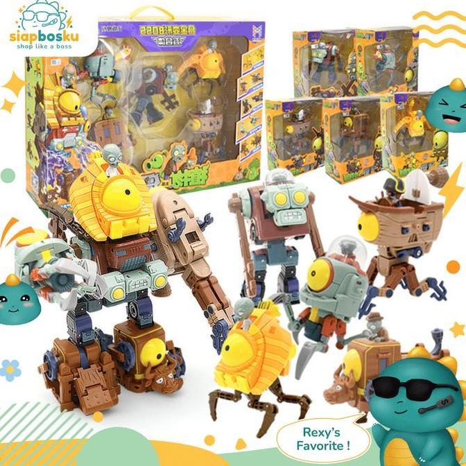 ernashop577 - plant vs zombie robot mainan anak action figure 5 in 1 single figure