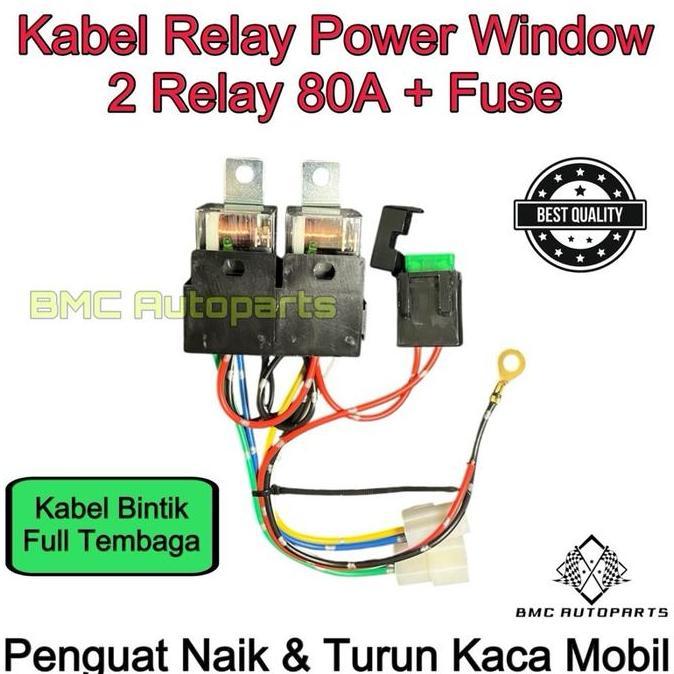 Kabel Relay Power Window (2 Relay) Untuk Mobil Universal - Relay Set Penguat Motor Power Window Deng