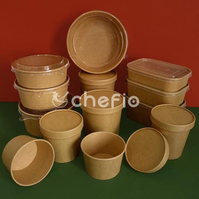 New- Paper Kraft Bowl Cup Cake Mangkok Kertas Makanan CoklatLaminasi