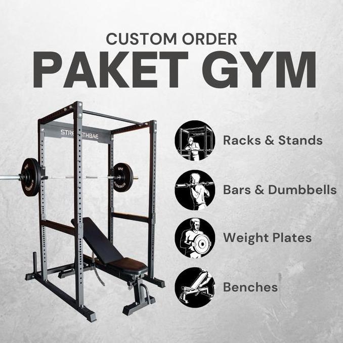 Terlaris Alat Fitness Home Gym Strengthbae Bench Press 1 2 3 Sisi Power Rack