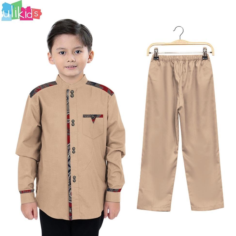 Ulikids Baju Setelan Koko Anak Kombinasi Batik Pakistan Anak Laki-Laki 4 Tahun - 10 Tahun Lengan Pan