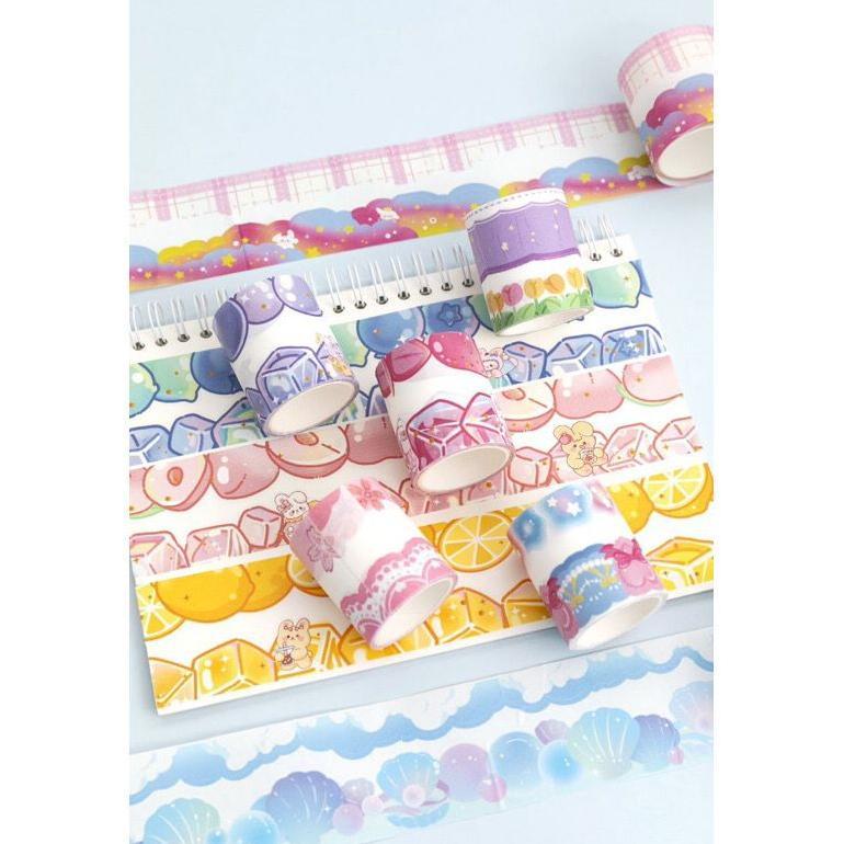 [1Box 12Pcs] Washi Tape Stiker Pinggiran Buku Hiasan Jurnal Sticker Aesthetic Terlaris