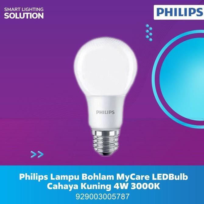 Philips Lampu Bohlam LED Bulb 4W Cahaya Kuning P45 3000K Lampu Philips