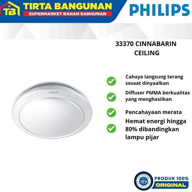 PHILIPS 33370 CINNABARIN 10 WATT LED 27 K LAMPU PLAFON CEILING LAMP LAMPU RUANG TAMU