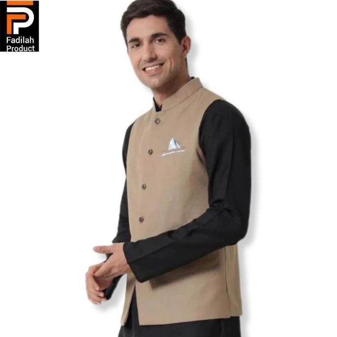 Rompi Pakistan Pria Muslim Majelis Sholat Polos Bahan  Jas Full Puring