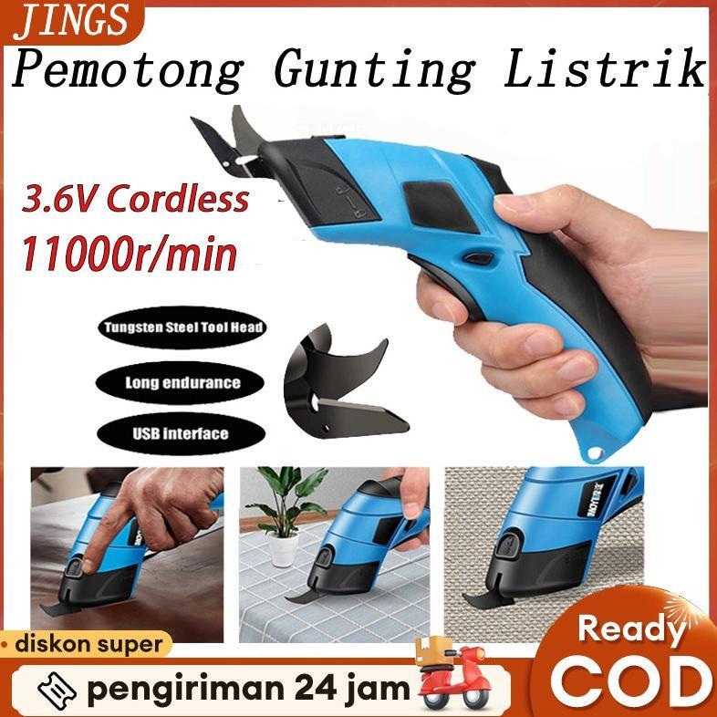 Gunting listrik 3.6V alat pemotong kain gunting listrik khusus penjahit kain mesin pemotong cepat