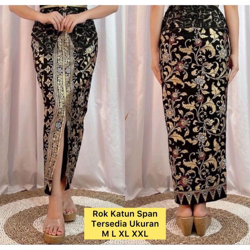 Rok Span Pramugari Rok Prada Raja Gold Hitam Stretch Rok Batik Ukir Belah Depan Rok Span Katun Prada