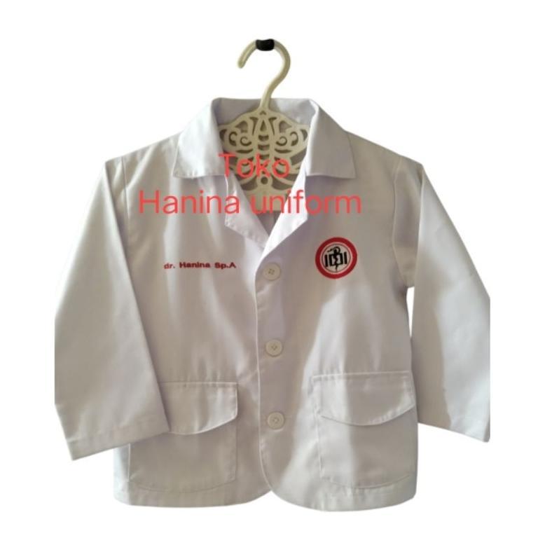 Jas Dokter Anak Putih + Bordir Nama Spesialis