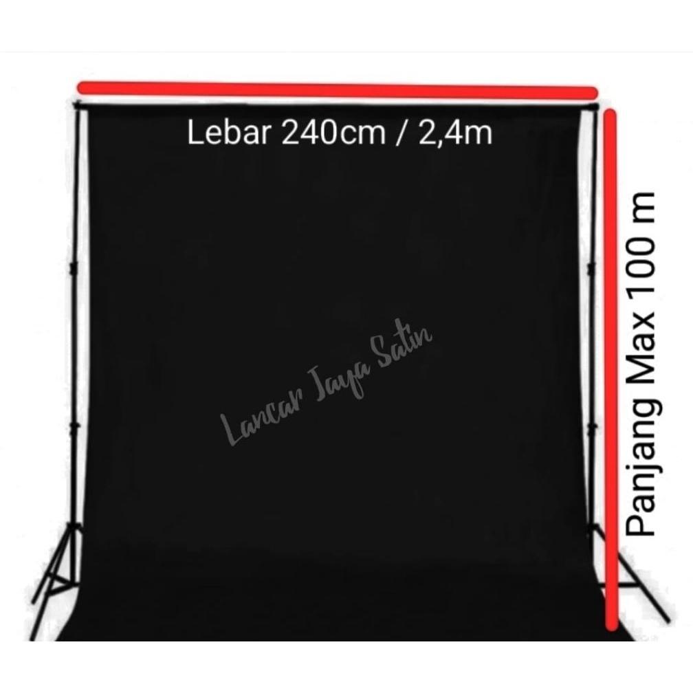 Kain Hitam Meteran Lebar 240 cm / Kain Background Foto / Kain Penutup Etalase dan Booth / Kain Dekor