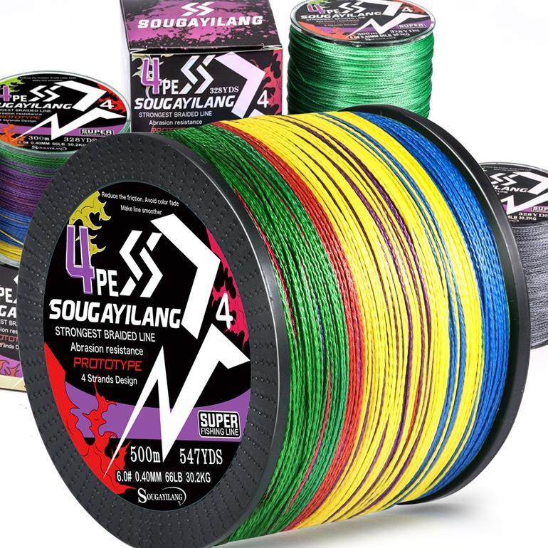 Senar Pancing PE 4 Untai 300M/500M Senar Pancing Kepang Maks 18-66LB Joran Pancing Alat Pancing