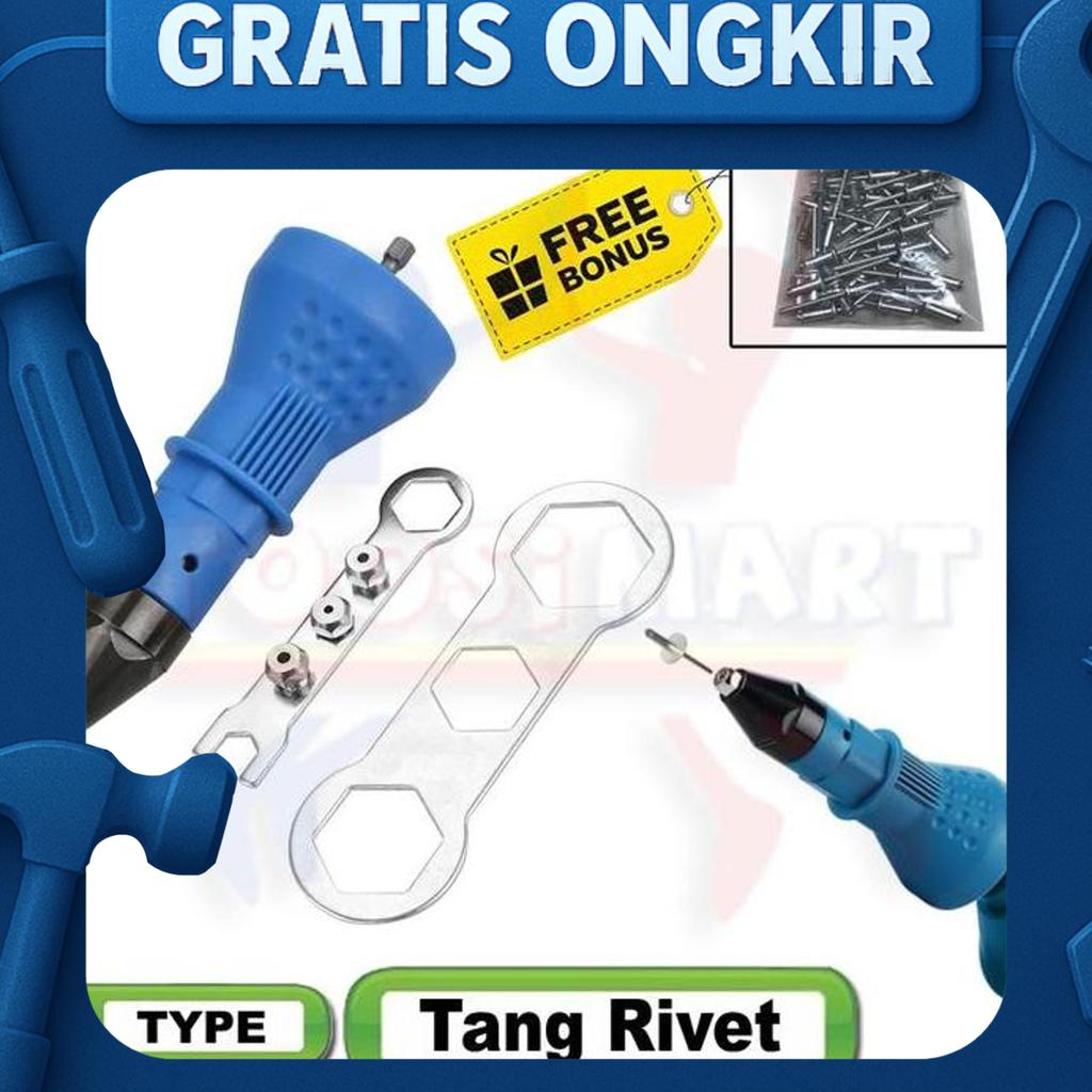 Alat Tang Rivet Rivet Alat Konektor Adaptor Mata Bor Bonus Paku Rivet Cordless