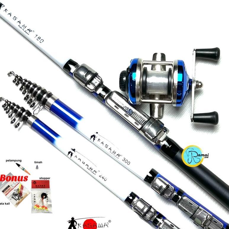 Berkah Abadi - Set Kolong Tegek Pancing Kagawa Siap Pakai Reel Casting - Cuci Gudang