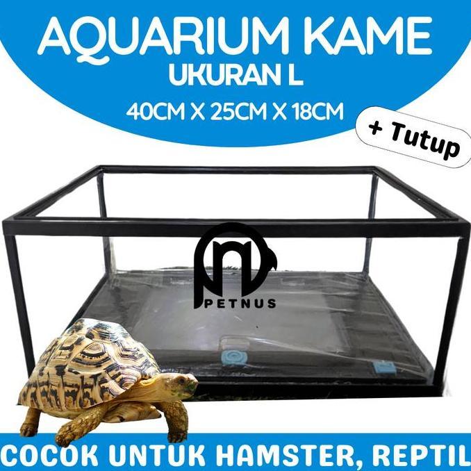 Aquarium Nikita Pendek L + Tutup - Aquarium/terrarium reptil/hamster/ikan kokoh dan murah AME