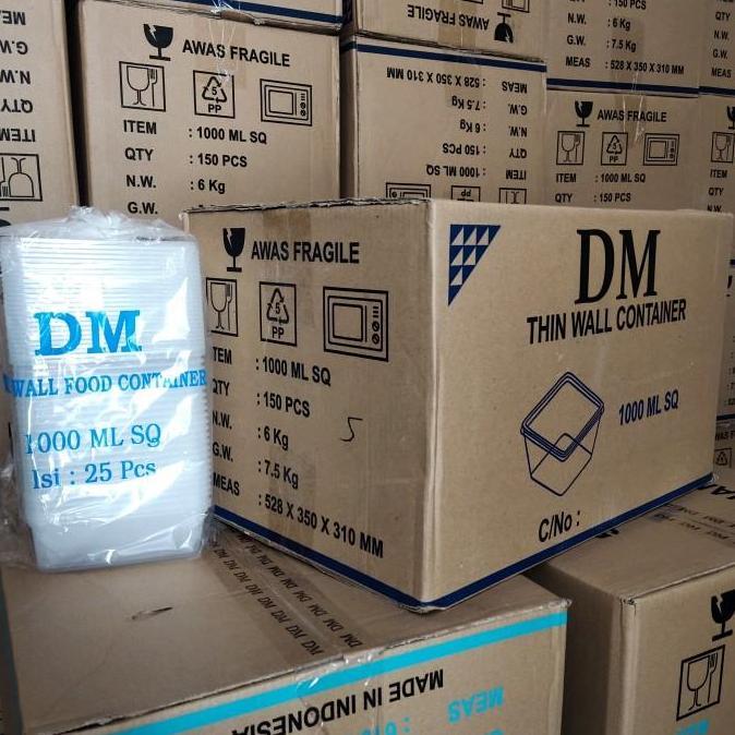 Thinwall Square 1000 Ml Sq - 1000Ml Sq Persegi - 150 Pcs