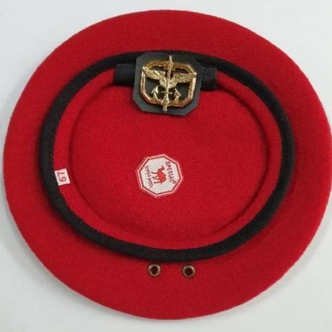 NEW BARET CAMEL KOPASSUS L BARET KOPASSUS DAN EMBLEM L BARET CAMEL CAP UNTA ORI