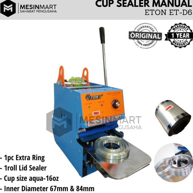 NEW CUP SEALER ETON ET D6 + GRATIS 1 ROLL LID SEALER ORI