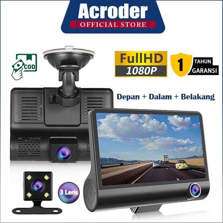 sasashop300 - acroder dashcam mobil 3 camera 1080p night vision loop recording