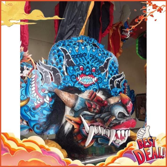 Barongan Devil Anak Kayu Ukuran 18-20 Warna Biru Merah Dskn11
