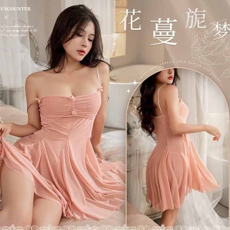 Lingerie Mini Dress Baby Doll Sexy Wanita Dewasa Sifon Transparan Menerawang LJD