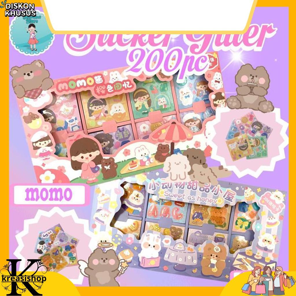 Hot Sale 200 Lembar Sticker Box Pvc Jumbo Size/200 Pet Stiker Gambar Kartun Diy Sticker Set 200 Lemb