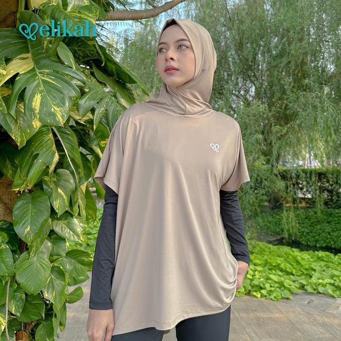 Promo Elikah One Set Atasan Baju Olahraga Wanita Muslim Oversize Elma Outer Sport Hijab Kerudung Cel