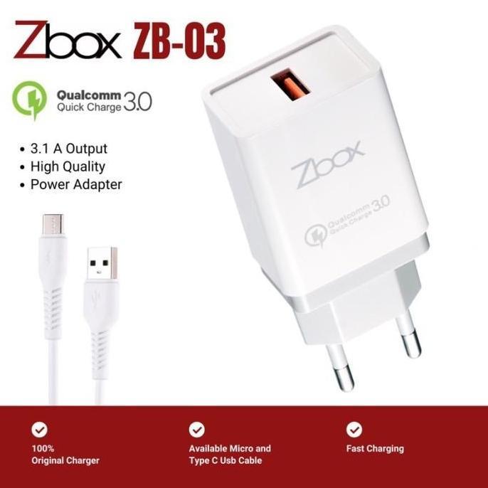 New- Zbox ZB-03 Charger 3A with micro/type-C USB Fast Charging Qualcomm
