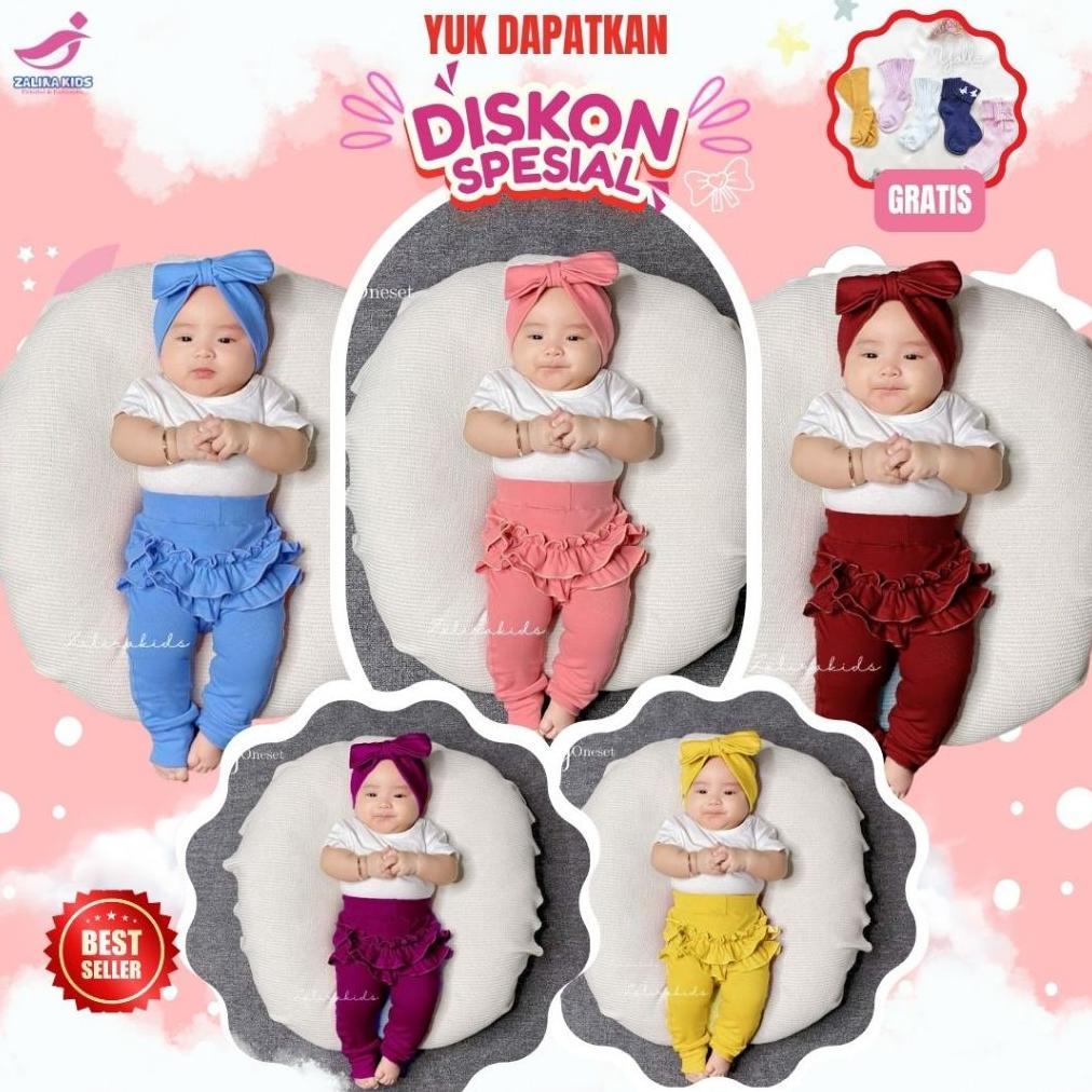 Baju bayi perempuan Set Celana Ruffle & Bandana Terbaru UMUR 0 BULAN - 20 BULAN One Set Bayi Newborn