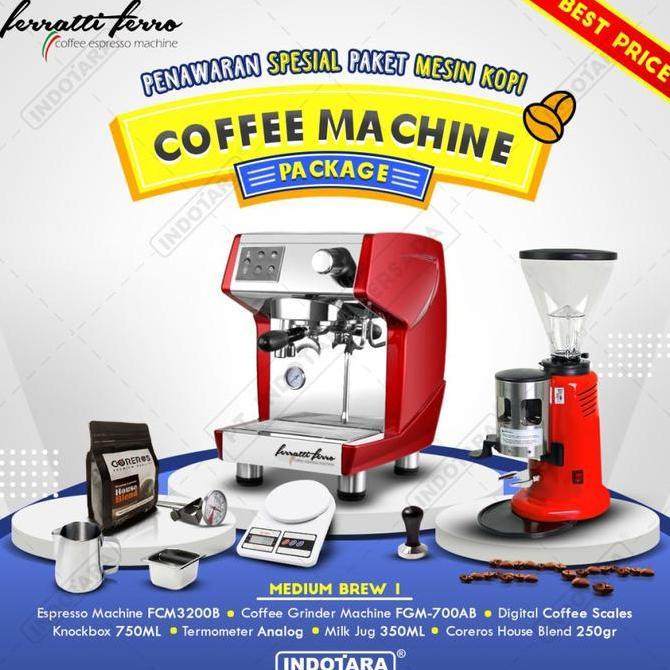 Terlaris Paket Mesin Kopi Espresso / Mesin Kopi Ferratti Ferro - Medium Brew 1
