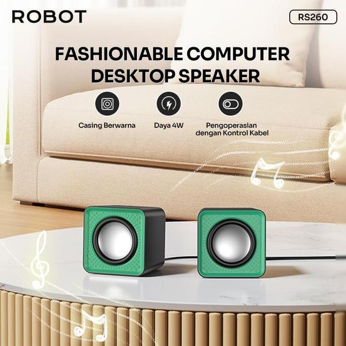 Cunciki5 - Robot Rs26 Speaker Komputer Mini Deep Bass Usb Pc Laptop Garansi 1 Tahun