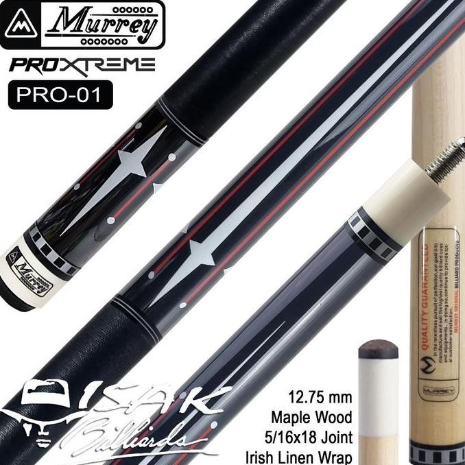Murrey Pro-1 - Maple Pool Billiard Cue Stick - Stik Biliar - Hitam