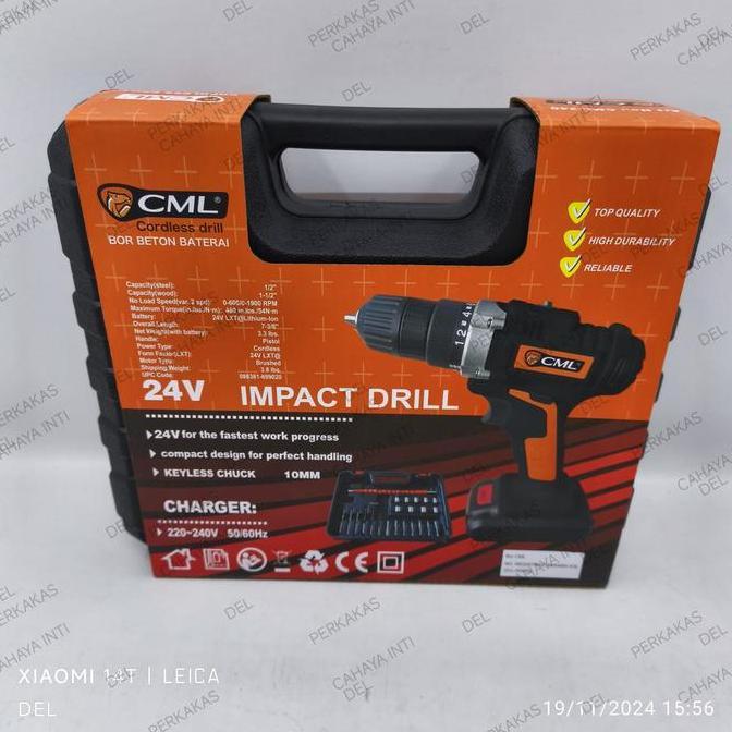 Promo Camel Mesin Bor Cordless Drill + Set 12 Volt 24 Volt - Baterai Impact