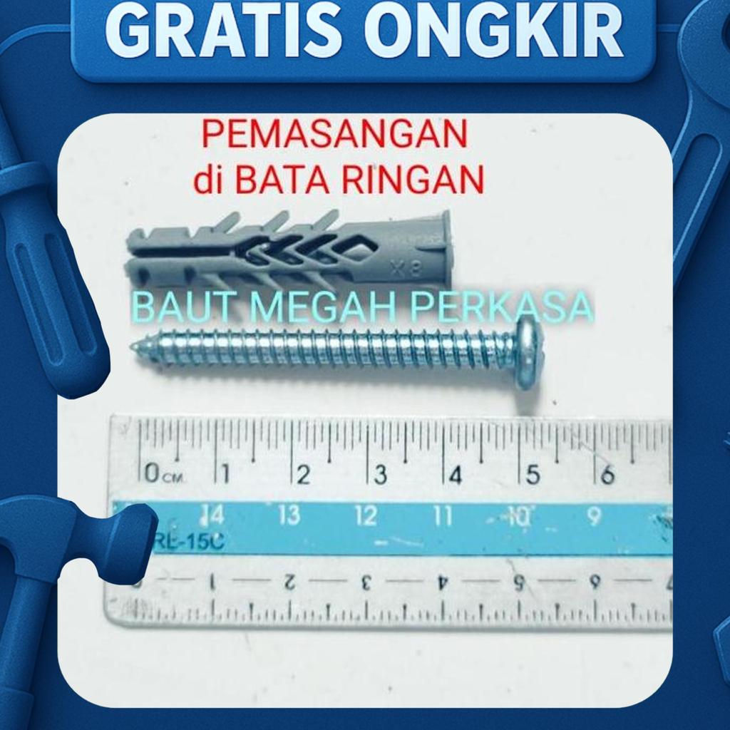 [50 Pcs] Sekrup Pab #12X2 (5 Cm) + Viser New S8