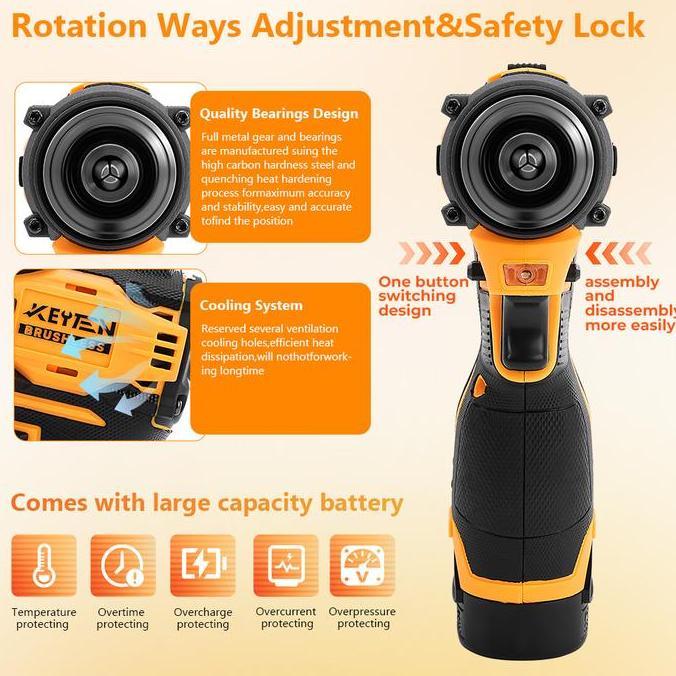 Promo Keyten Bor Listrik Bor Tanpa Kabel Set Baterai Obeng Listrik Perkakas Listrik Bor Tanpa Kabel 