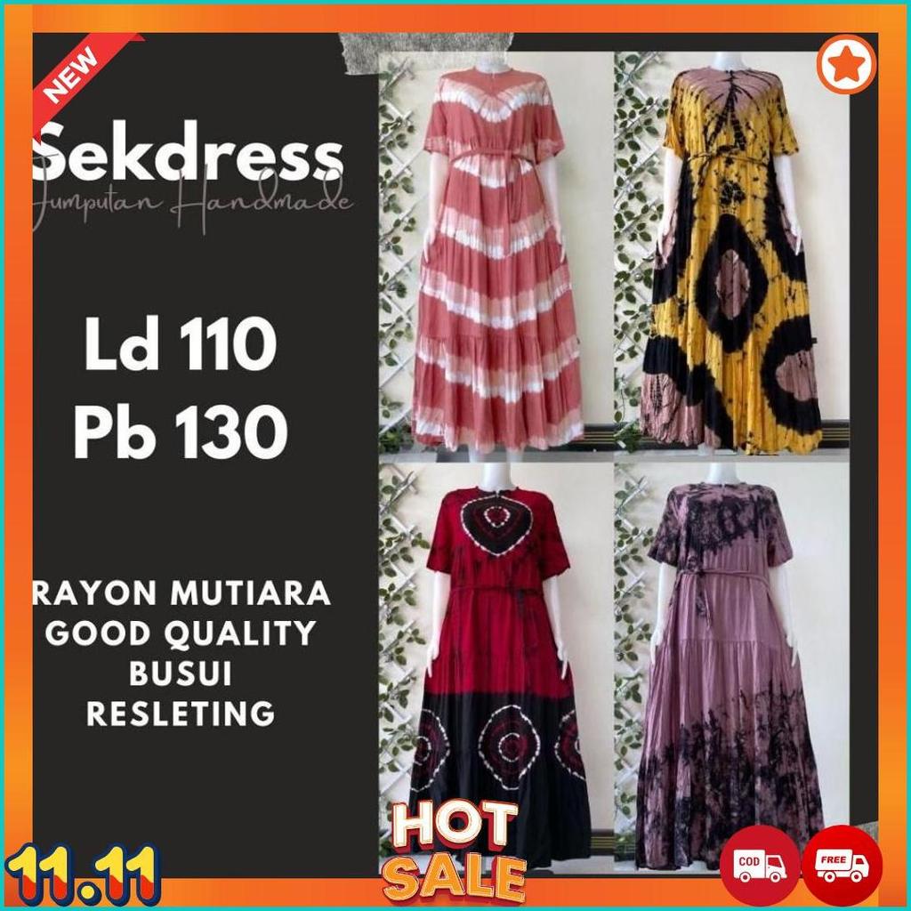 DASTER SEKDRESS SUSUN SIZE STANDAR ALLSIZE LD 110 PB 130 // DRESS RAYON MUTIARA MOTIF JUMPUTAN PERCA