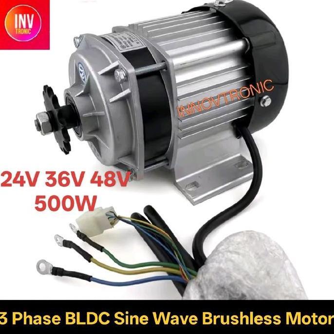BLDC Dinamo Motor Listrik 24V 36V 48V 500W Sinewave Brushless Motor For Tricycles Sepeda Roda Tiga