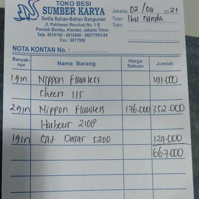 Nota Ibu Nanda Tgl 02 April 2021  Sale