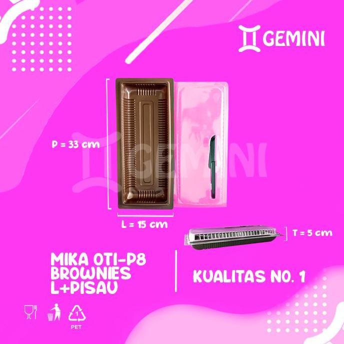 Mika Brownis L + Pisau / Tempat Kue Sangat Tebal / Ukuran Besar Murah